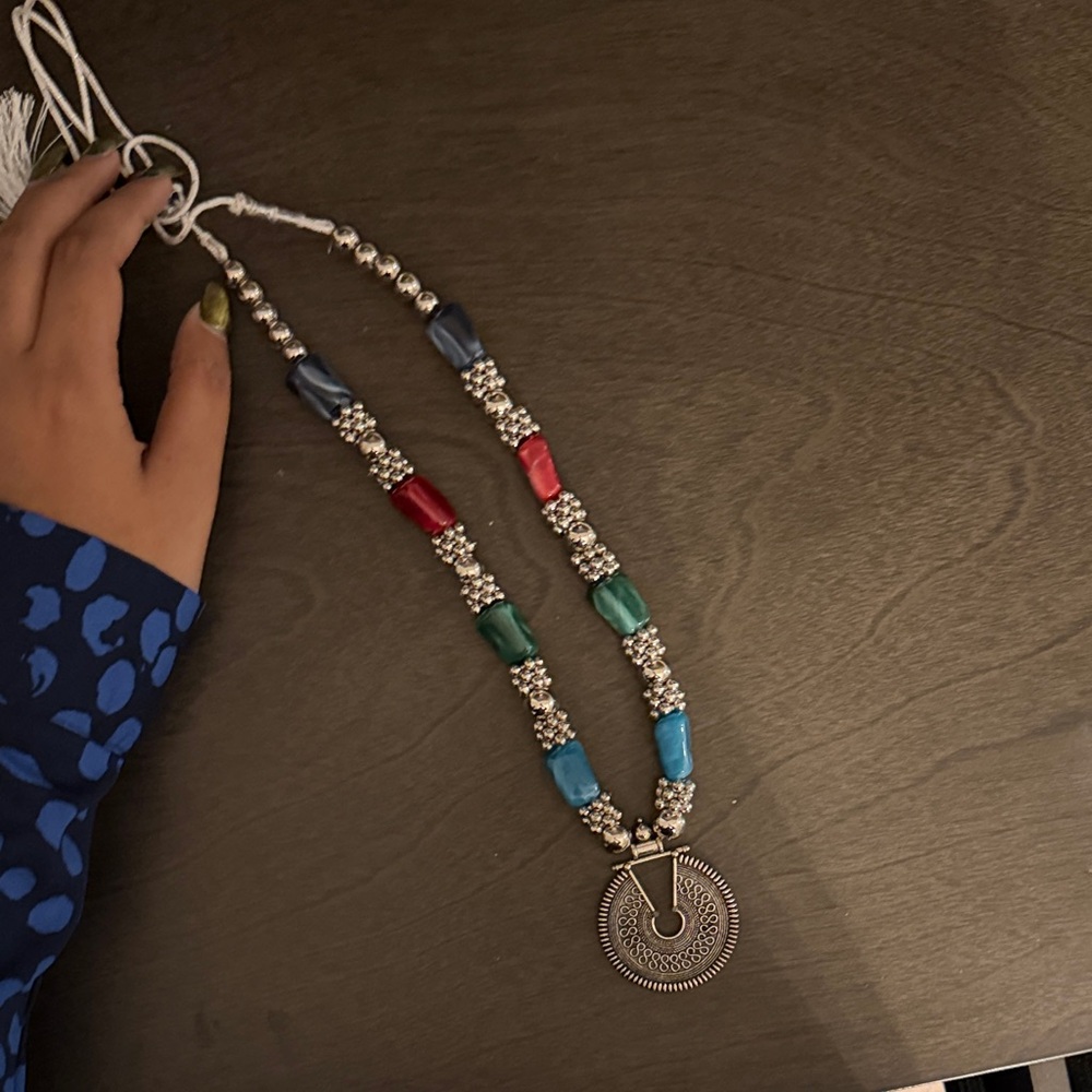 Multicolor Beaded Pendant Necklace